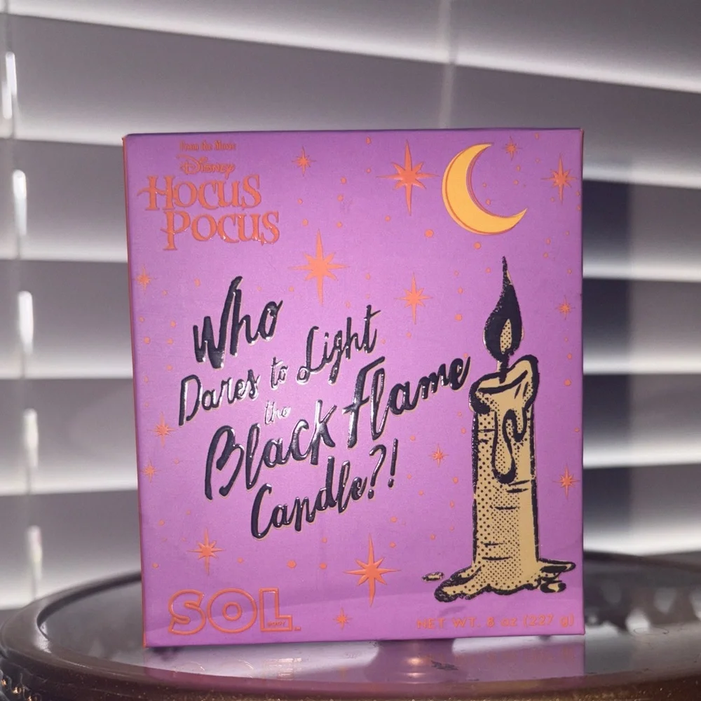 Disney Hocus Pocus Black Flame Candle - Purple and Gold